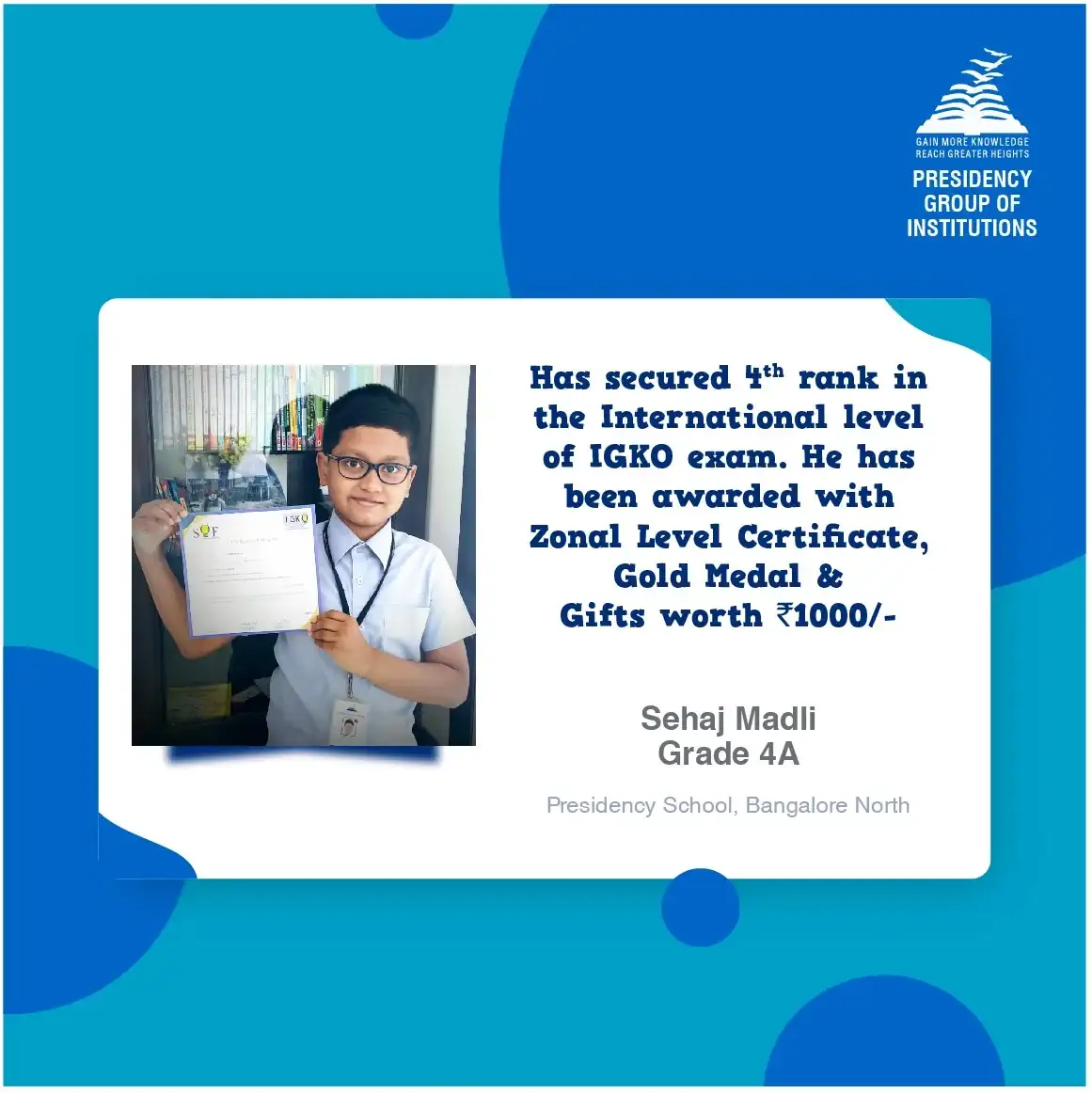 Sehaj Madli - International level of IGKO exam